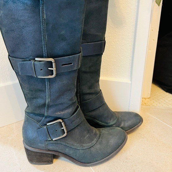 đź’™Donald Pliner Blue Leather platform boots - Picture 2 of 5